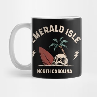 Vintage Surfing Emerald Isle North Carolina // Retro Surf Skull Mug